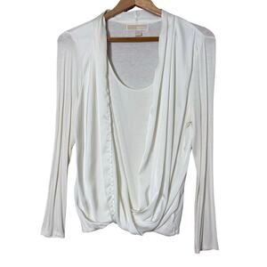 Michael Kors Long Sleeve Blouse White Top Size Large